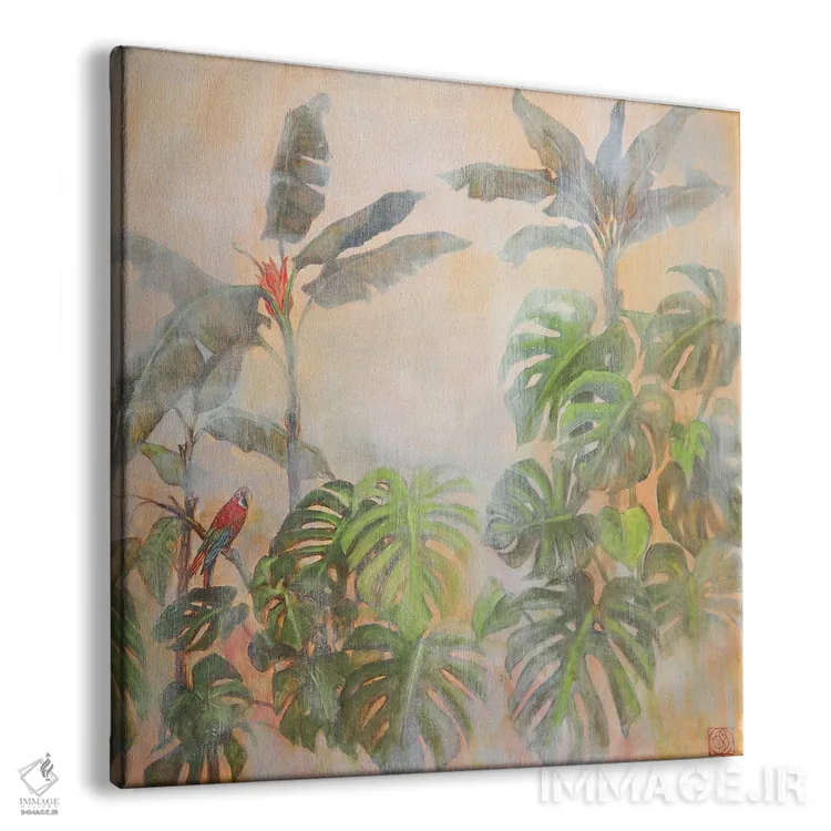تابلو دکوراتیو منظره استوایی با طوطی اثر کاتیا بلینی - نمای پرسپکتیو محصول