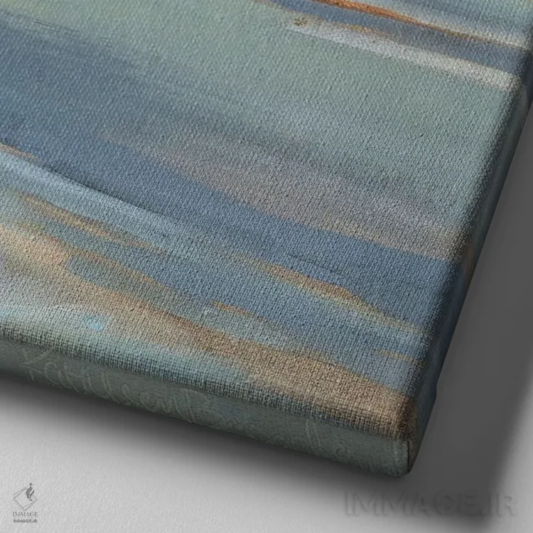 تابلو انتزاعی غروب برکه شرقی اثر کاتلین برادریک - نمای نزدیک بافت بوم