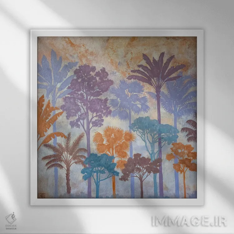 تابلو دکوراتیو سایه واره های درختان اثر کاتیا بلینی - نمای قابدار سفید