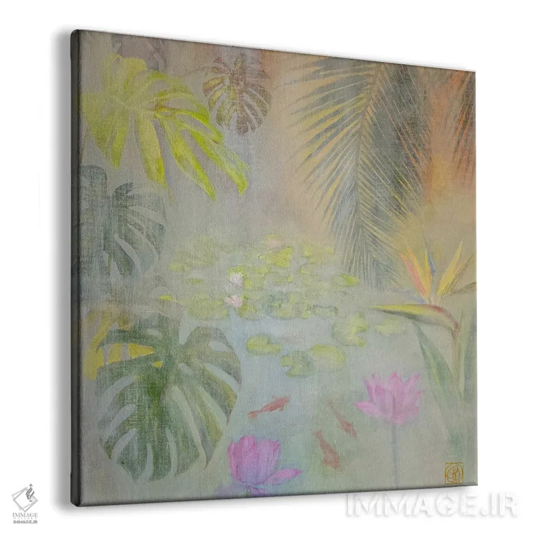 تابلو دکوراتیو برکه نیلوفر آبی اثر کاتیا بلینی - نمای پرسپکتیو محصول