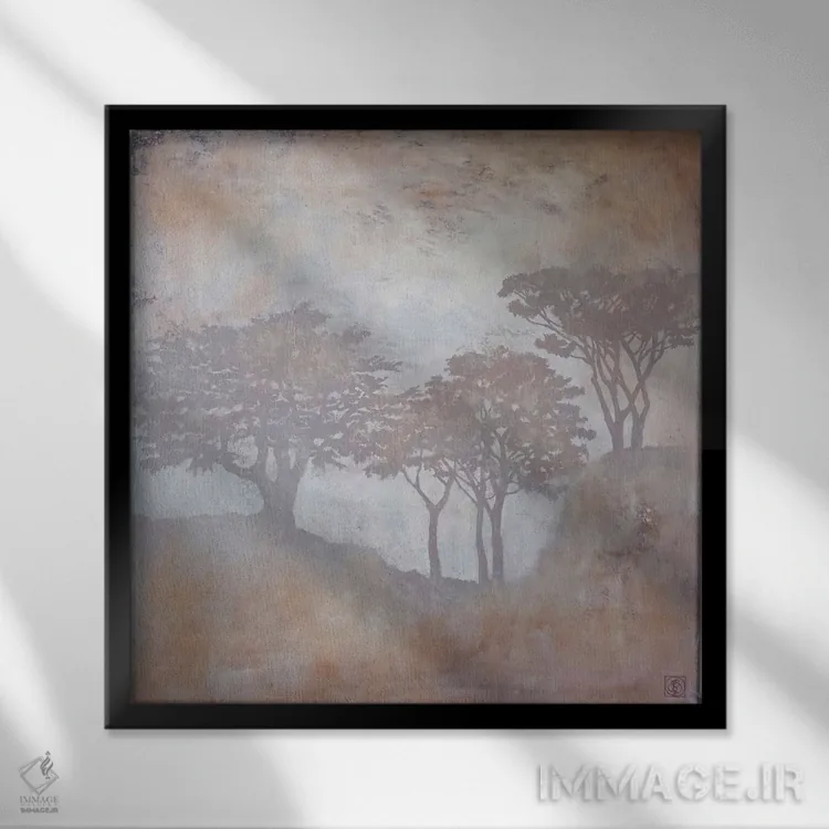 تابلو دکوراتیو منظره جنگلی شماره ۱ اثر کاتیا بلینی - نمای قابدار مشکی