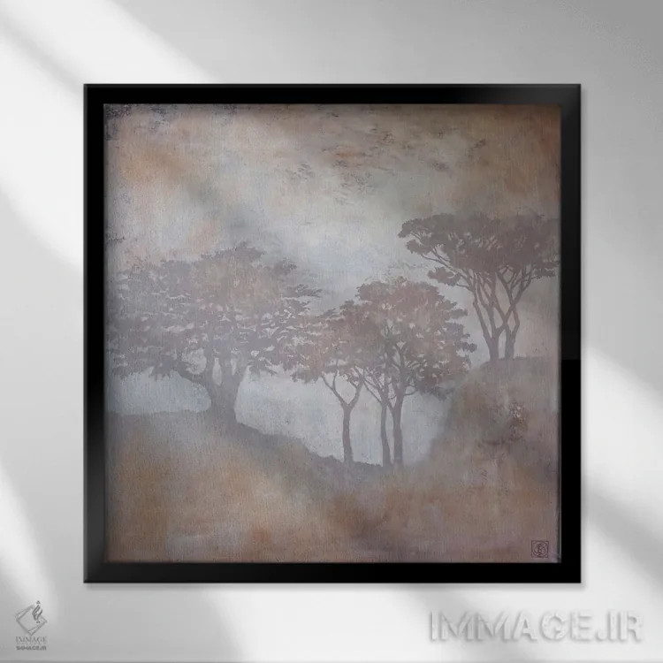 تابلو دکوراتیو منظره جنگلی شماره ۱ اثر کاتیا بلینی - نمای قابدار مشکی