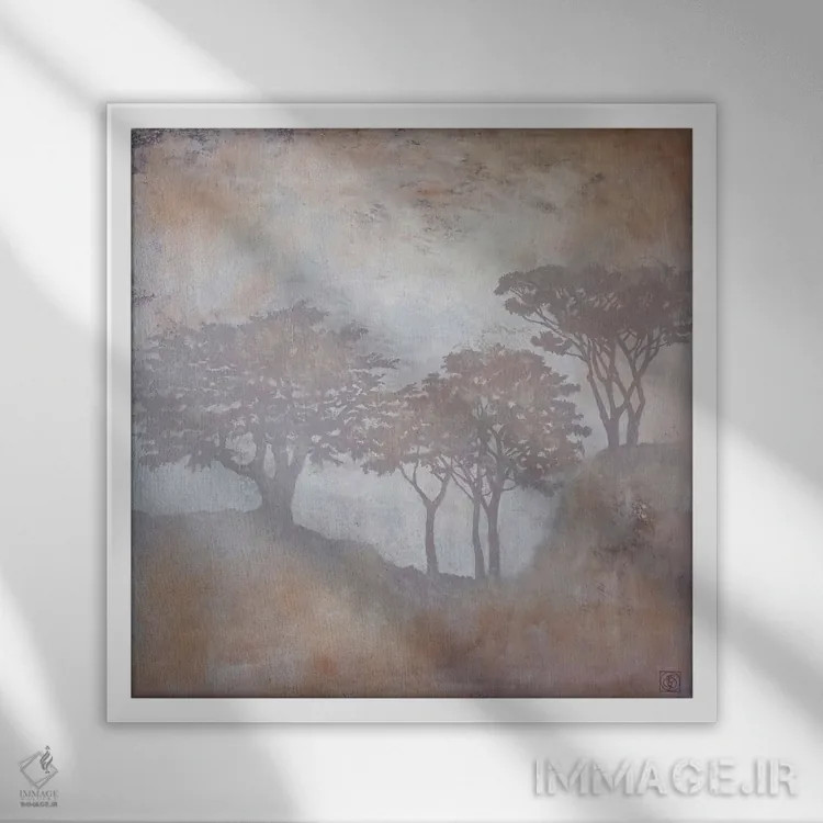 تابلو دکوراتیو منظره جنگلی شماره ۱ اثر کاتیا بلینی - نمای قابدار سفید