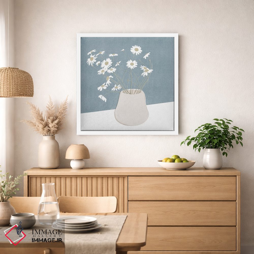 تابلو مینیمال طبیعت بی جان با گل مروارید اثر کیتی بیه - D1W
