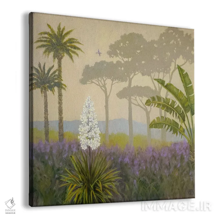 تابلو دکوراتیو منظره ای استوایی و مه آلود اثر کاتیا بلینی - نمای پرسپکتیو محصول