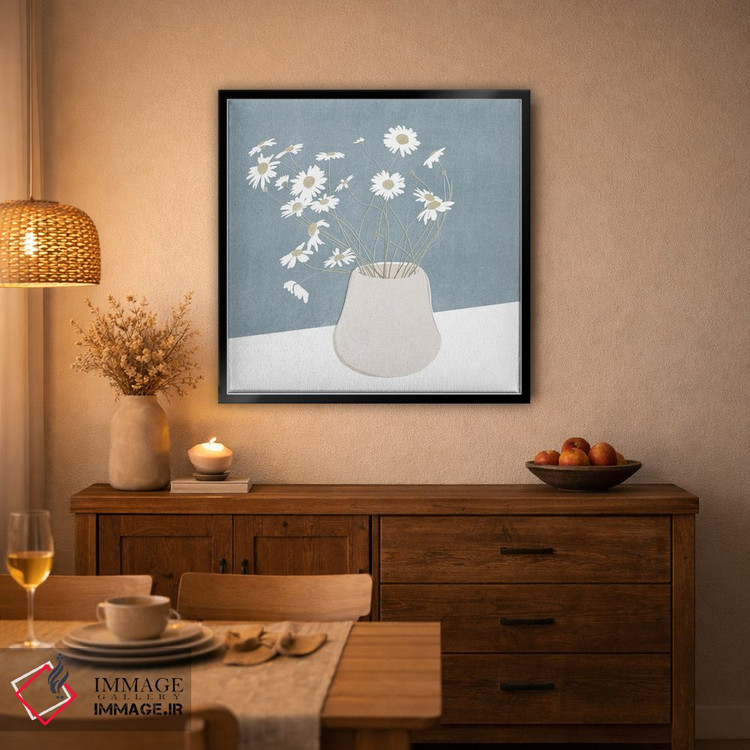 تابلو مینیمال طبیعت بی جان با گل مروارید اثر کیتی بیه - D3B