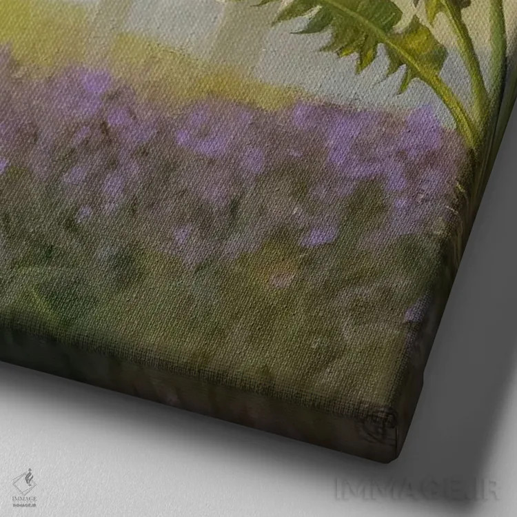 تابلو دکوراتیو منظره ای استوایی و مه آلود اثر کاتیا بلینی - نمای نزدیک بافت بوم