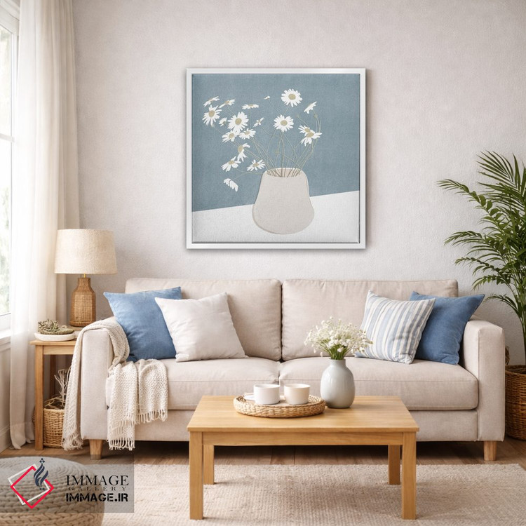 تابلو مینیمال طبیعت بی جان با گل مروارید اثر کیتی بیه - D5W