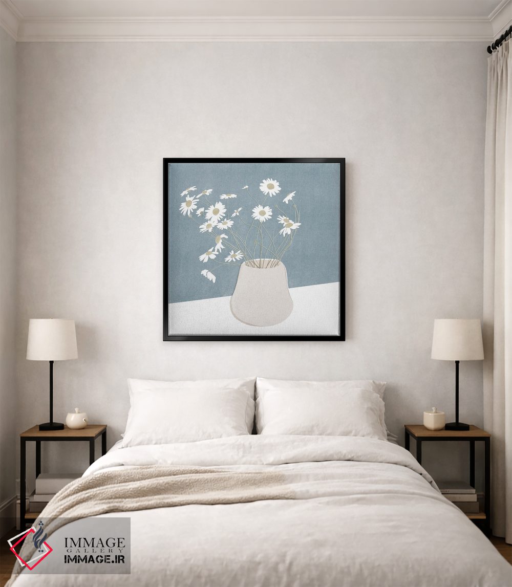 تابلو مینیمال طبیعت بی جان با گل مروارید اثر کیتی بیه - D4B