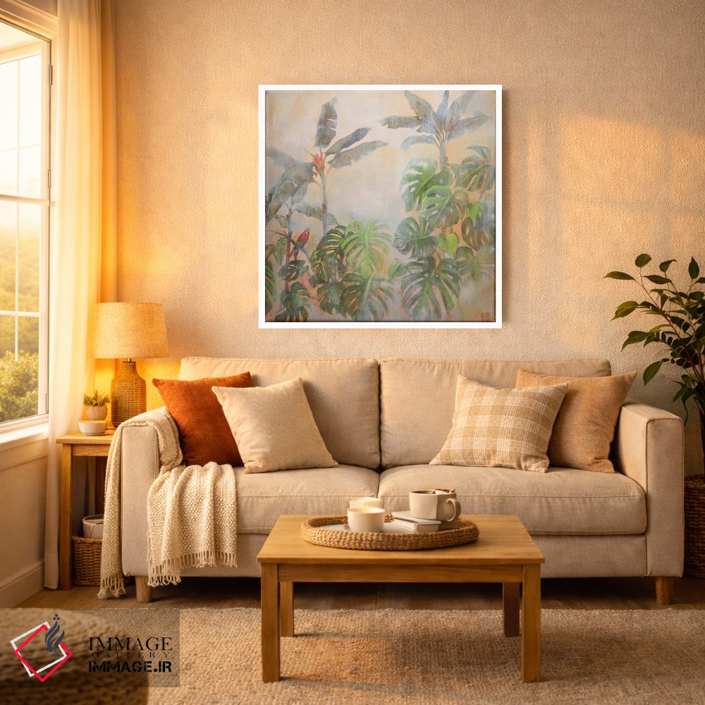 تابلو دکوراتیو منظره استوایی با طوطی اثر کاتیا بلینی - D2W
