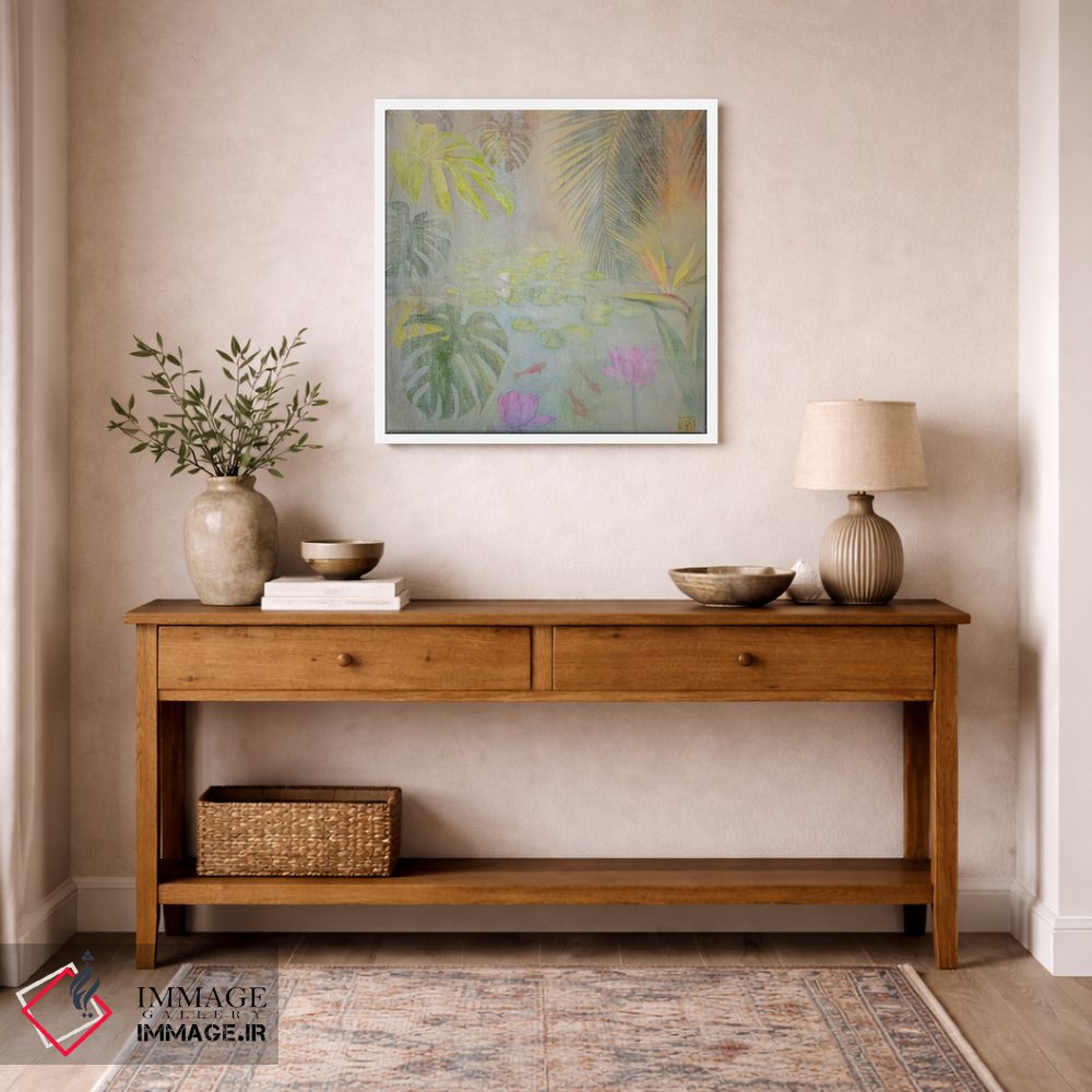 تابلو دکوراتیو برکه نیلوفر آبی اثر کاتیا بلینی - D6W