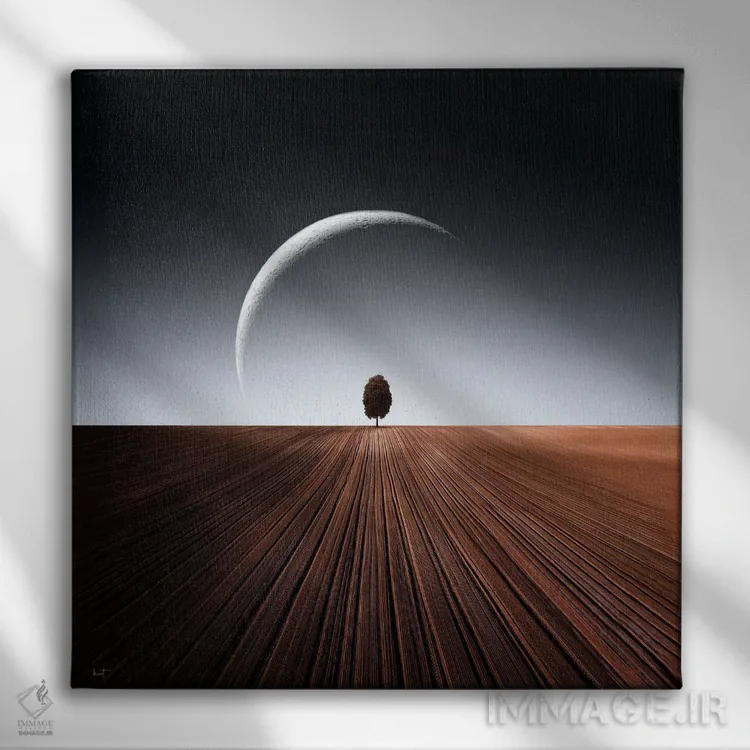 تابلو مینیمال درخت غان اثر کاترین فدرر - نمای روبهرو روی دیوار