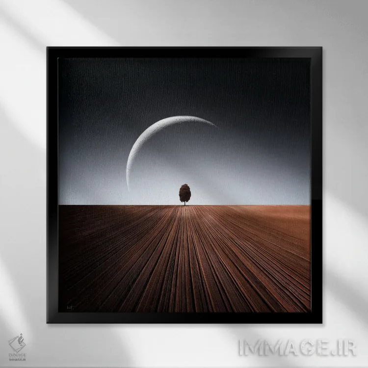 تابلو مینیمال درخت غان اثر کاترین فدرر - نمای قابدار مشکی