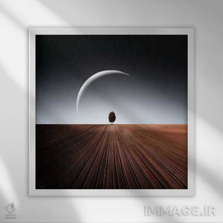 تابلو مینیمال درخت غان اثر کاترین فدرر - نمای قابدار سفید