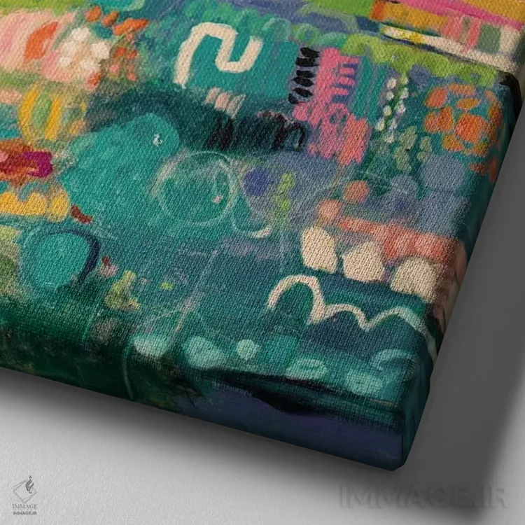 تابلو انتزاعی بندر انتزاعی ۲ اثر کارن فیلدز - نمای نزدیک بافت بوم