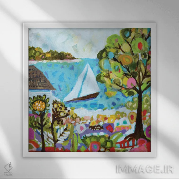 تابلو دکوراتیو خیال دریایی ۵ اثر کارن فیلدز - نمای قابدار سفید