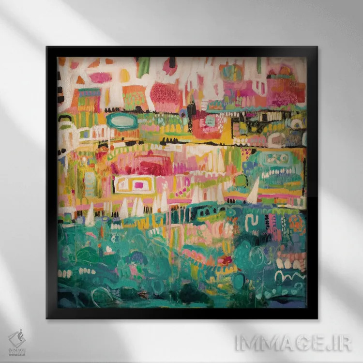 تابلو انتزاعی بندر انتزاعی ۲ اثر کارن فیلدز - نمای قابدار مشکی