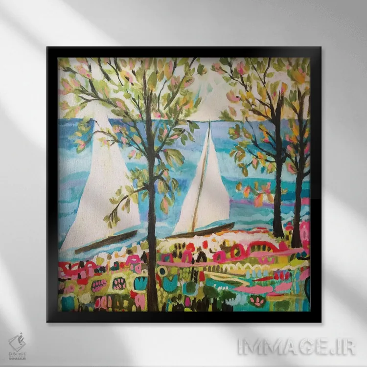 تابلو دکوراتیو خیال دریایی ۴ اثر کارن فیلدز - نمای قابدار مشکی