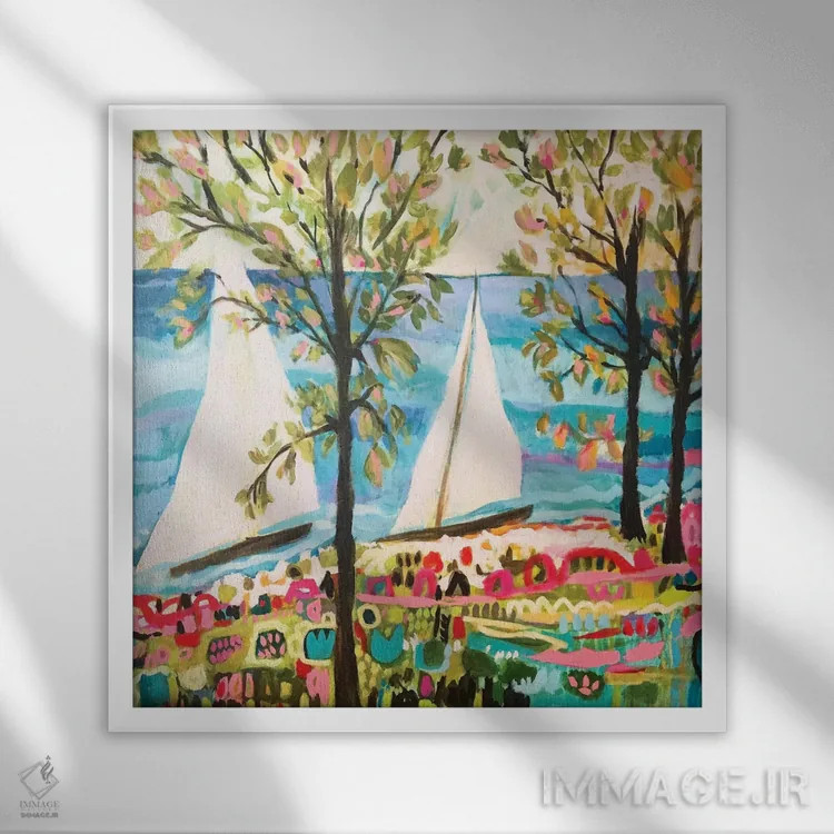 تابلو دکوراتیو خیال دریایی ۴ اثر کارن فیلدز - نمای قابدار سفید