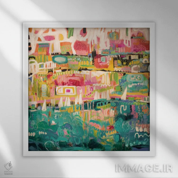 تابلو انتزاعی بندر انتزاعی ۲ اثر کارن فیلدز - نمای قابدار سفید