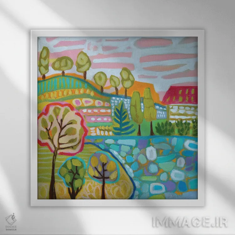 تابلو دکوراتیو مزرعه درخت اثر کارن فیلدز - نمای قابدار سفید