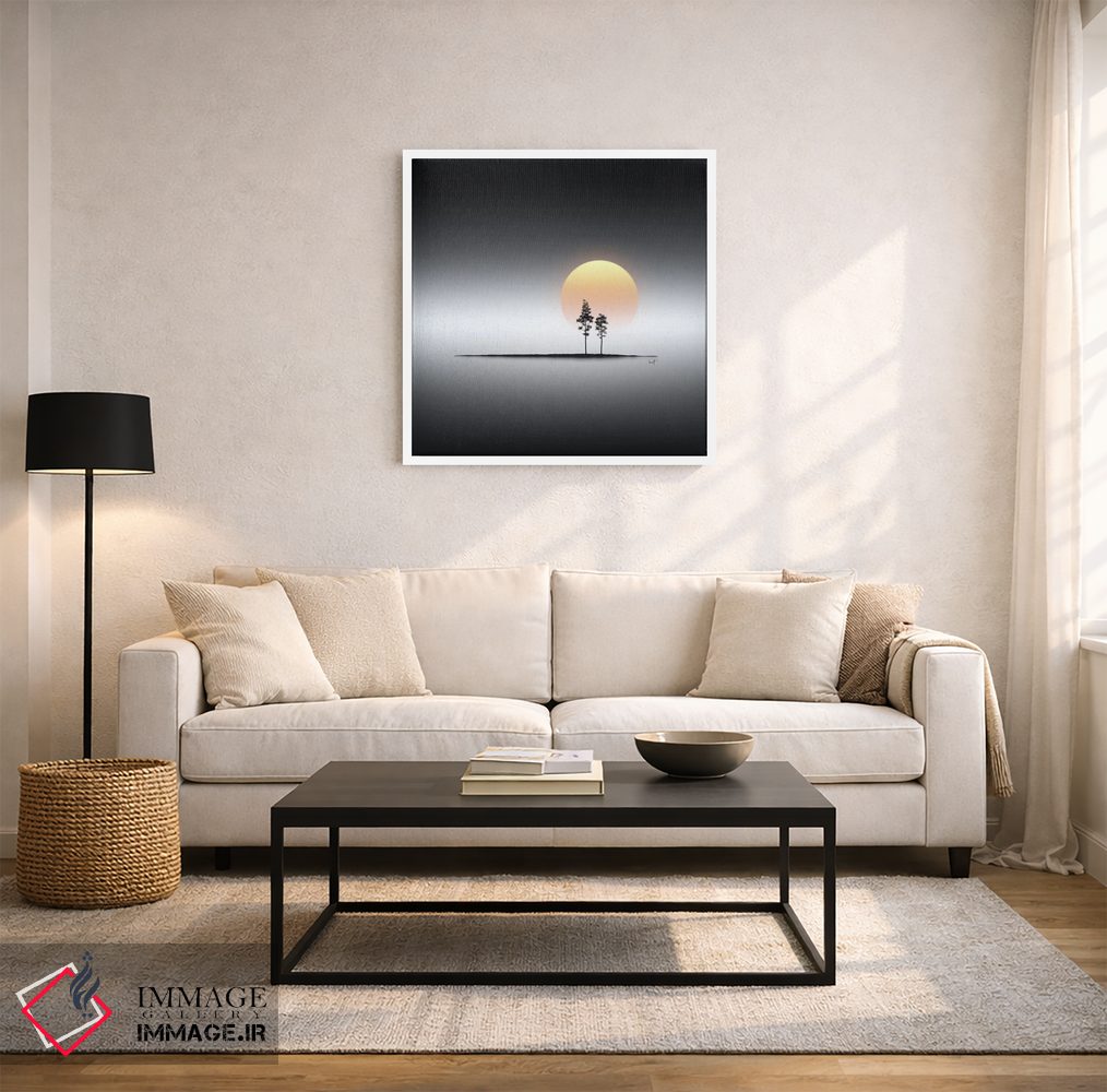 تابلو مینیمال جزیره های کوچک و غروب طلایی زودگذر اثر کاترین فدرر - D2W