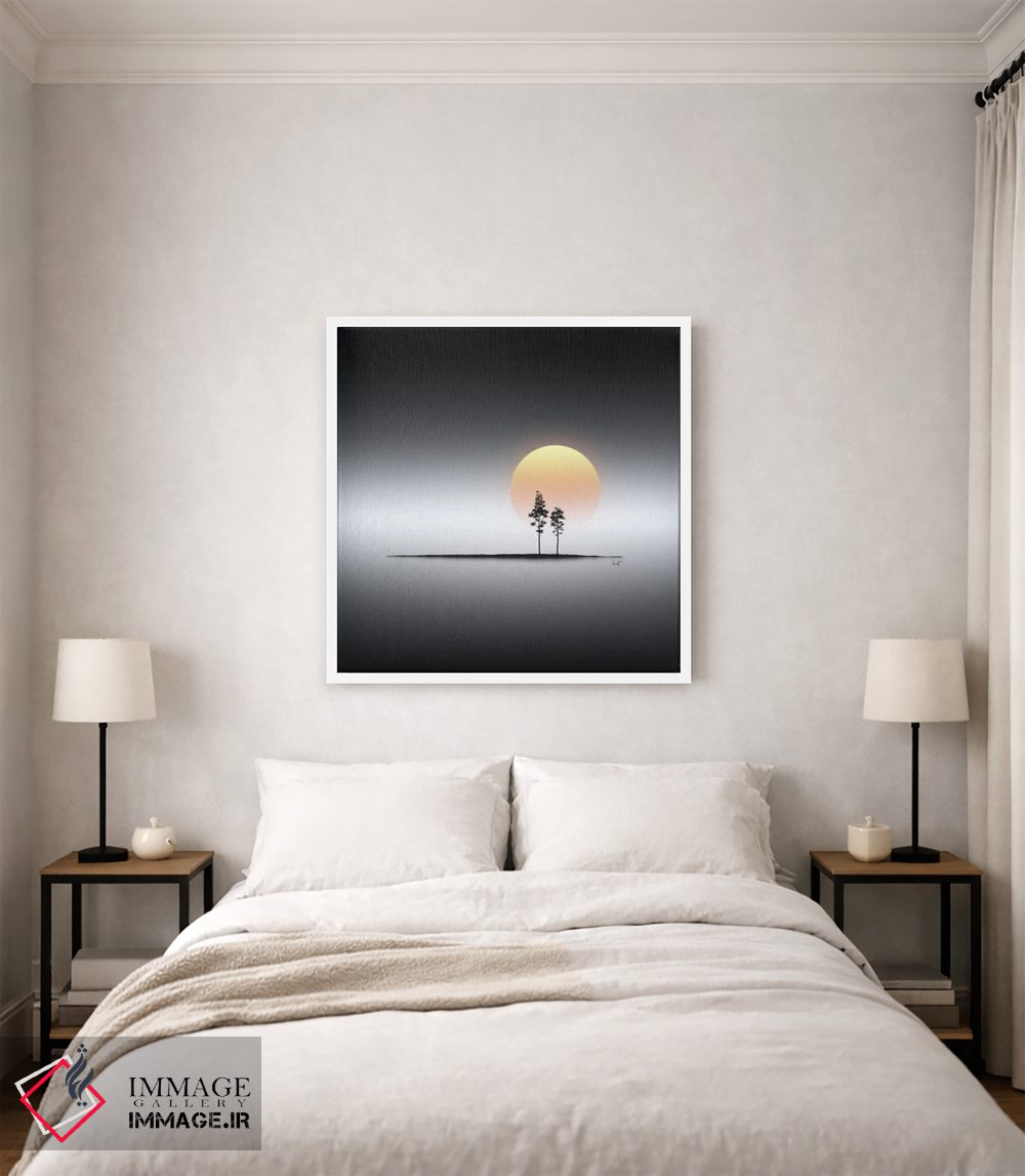 تابلو مینیمال جزیره های کوچک و غروب طلایی زودگذر اثر کاترین فدرر - D3W