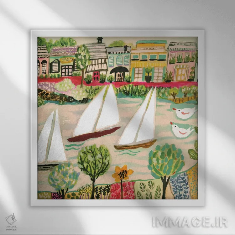 تابلو دکوراتیو بادبانی نرم ۱ اثر کارن فیلدز - نمای قابدار سفید