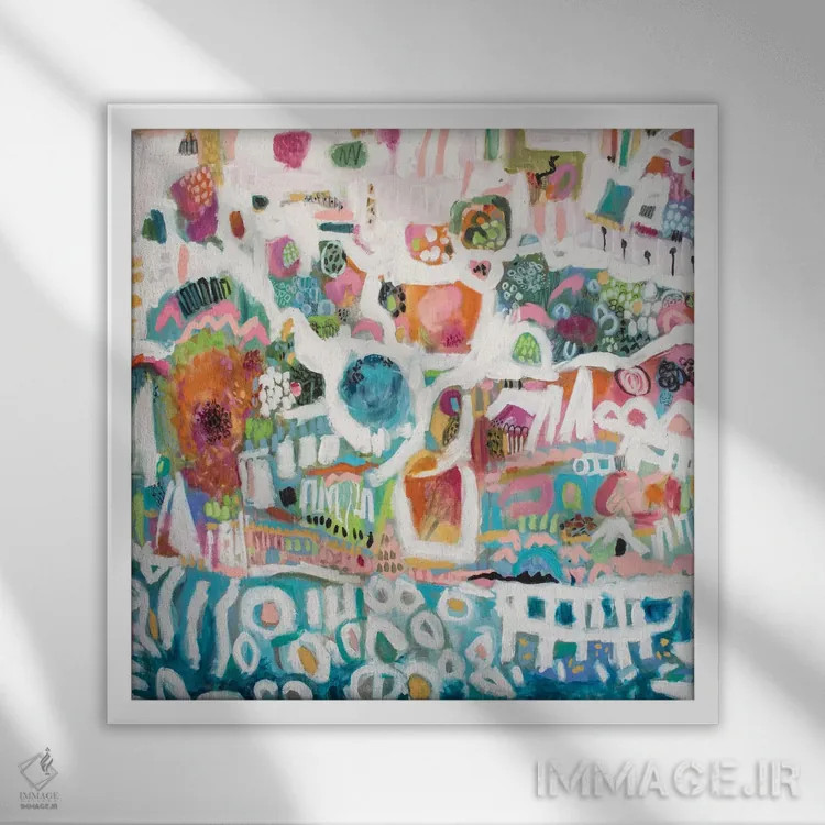 تابلو انتزاعی بندر انتزاعی ۱ اثر کارن فیلدز - نمای قابدار سفید