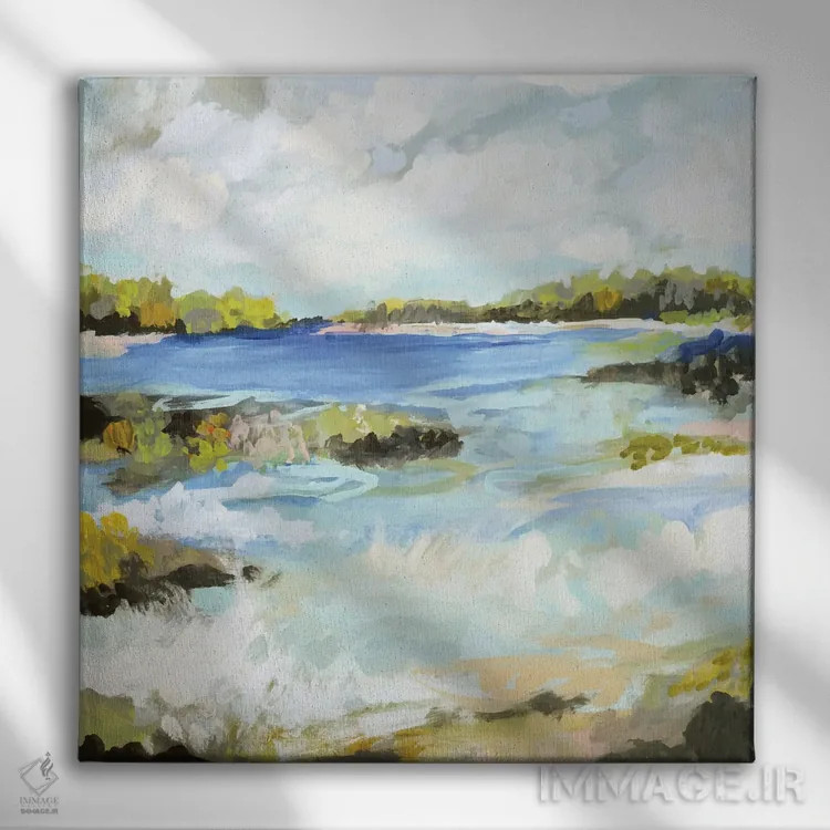 تابلو انتزاعی منظره موج ۲ اثر کارن فیلدز - نمای روبهرو روی دیوار