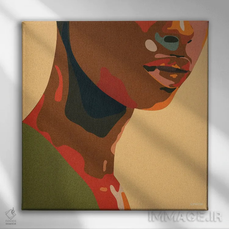 تابلو مینیمال در رنگ های زنده اثر کمو فرانک - نمای روبهرو روی دیوار