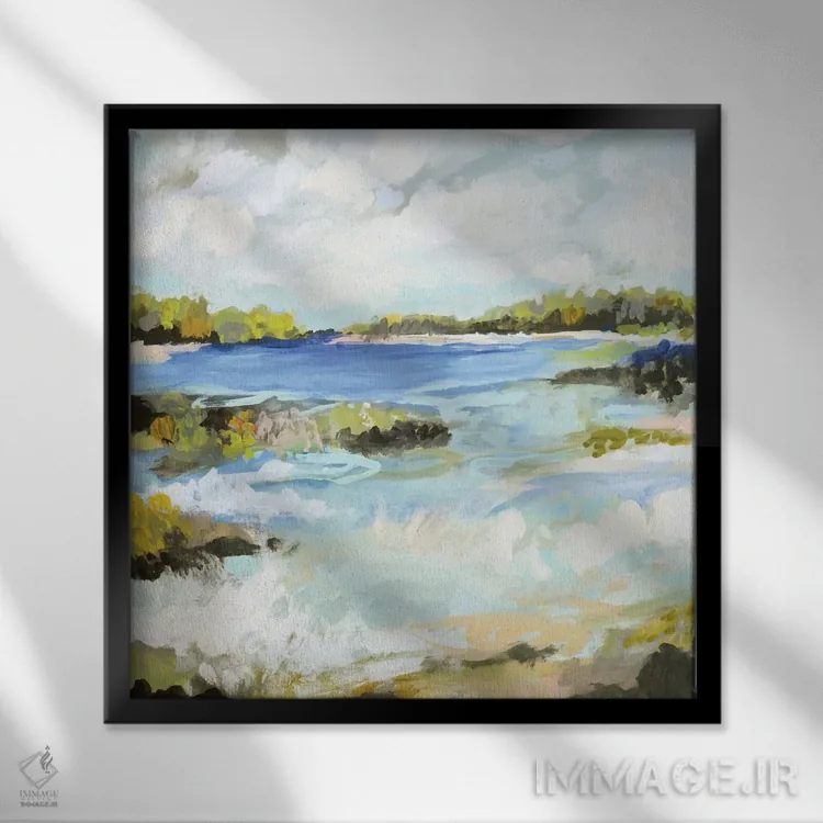 تابلو انتزاعی منظره موج ۲ اثر کارن فیلدز - نمای قابدار مشکی