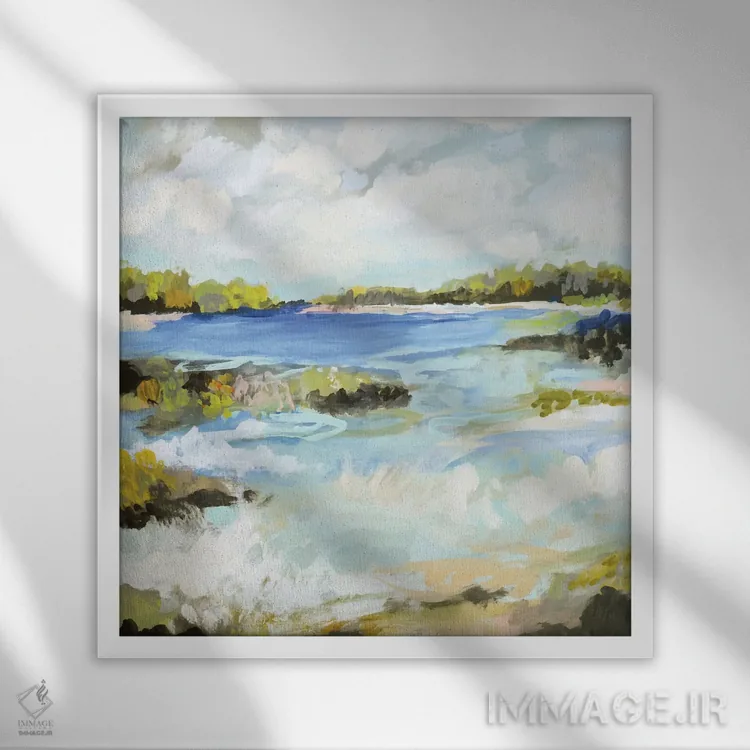تابلو انتزاعی منظره موج ۲ اثر کارن فیلدز - نمای قابدار سفید
