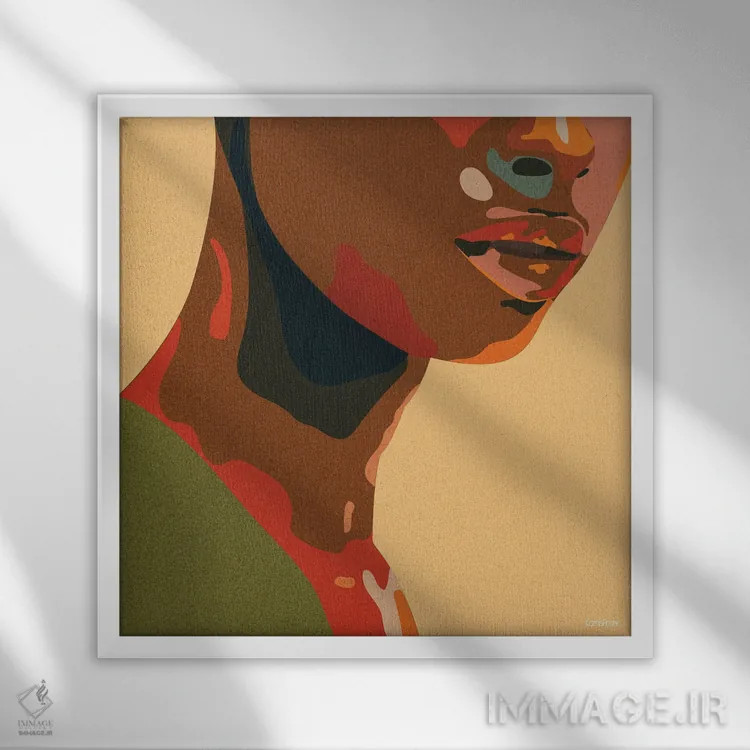 تابلو مینیمال در رنگ های زنده اثر کمو فرانک - نمای قابدار سفید