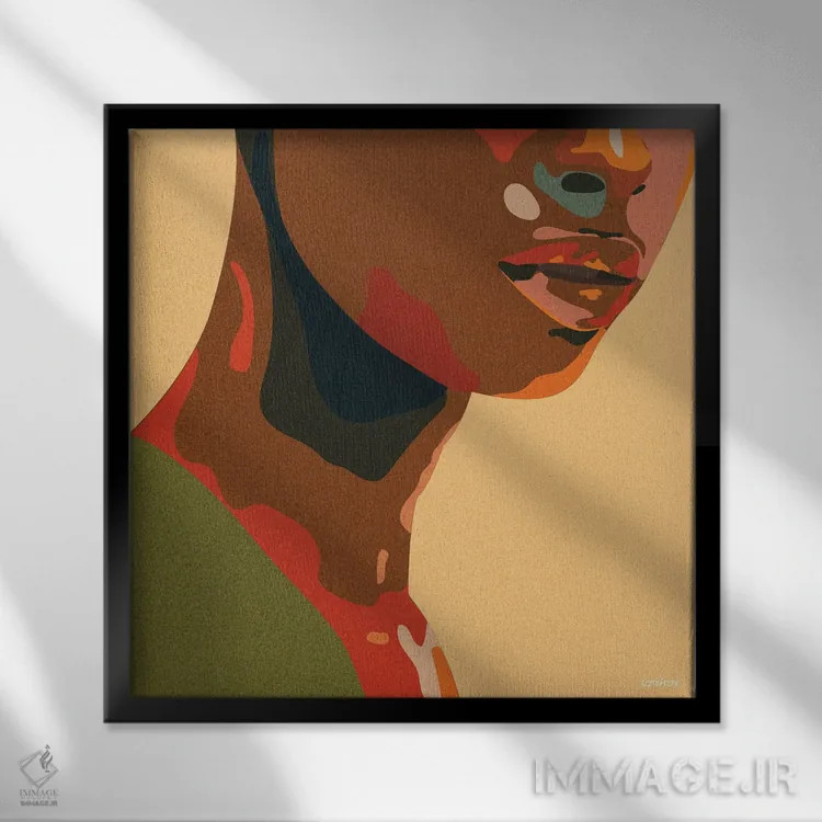 تابلو مینیمال در رنگ های زنده اثر کمو فرانک - نمای قابدار مشکی