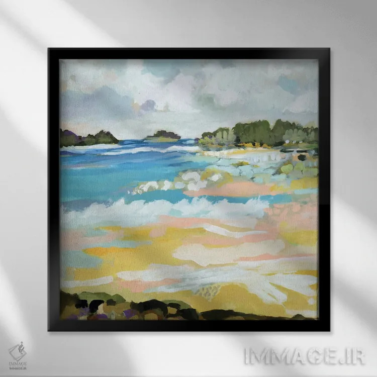 تابلو انتزاعی منظره موج ۹ اثر کارن فیلدز - نمای قابدار مشکی