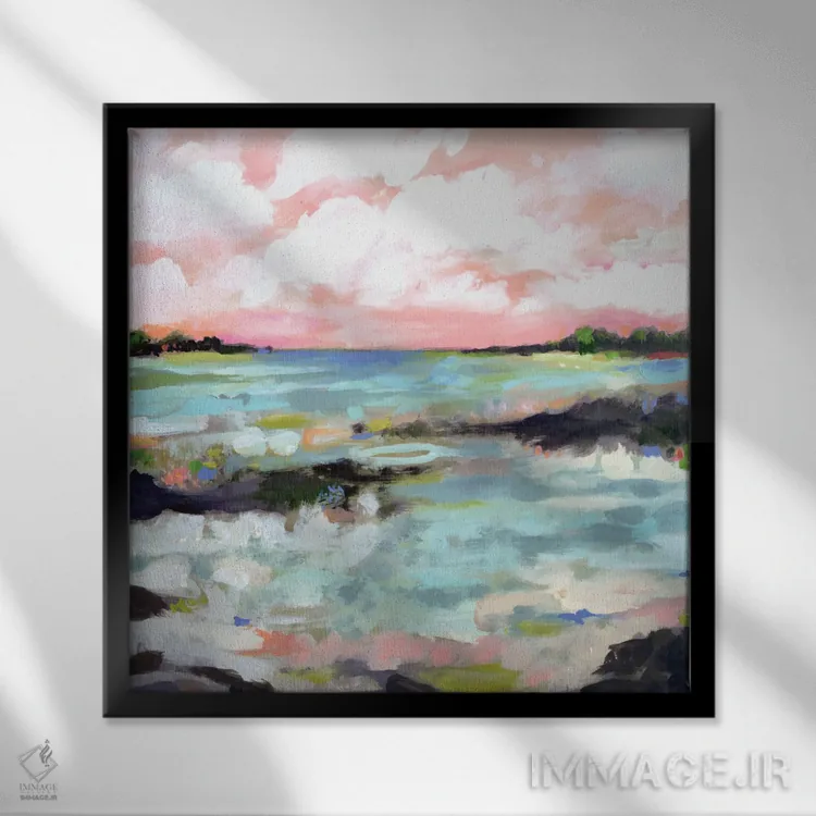 تابلو انتزاعی منظره موج ۳ اثر کارن فیلدز - نمای قابدار مشکی