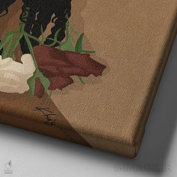 تابلو دکوراتیو کودک گل اثر خیا ای - نمای نزدیک بافت بوم