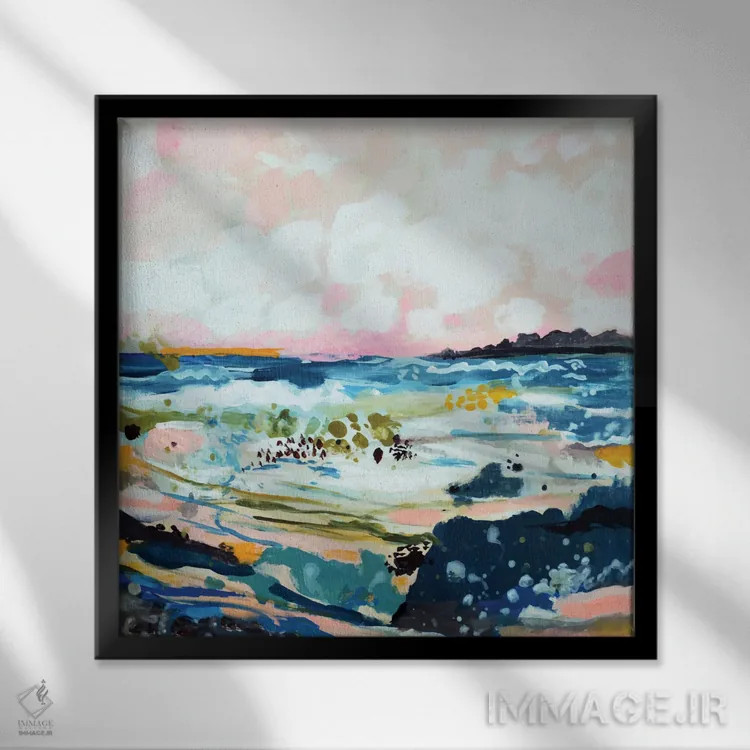 تابلو انتزاعی منظره موج ۴ اثر کارن فیلدز - نمای قابدار مشکی