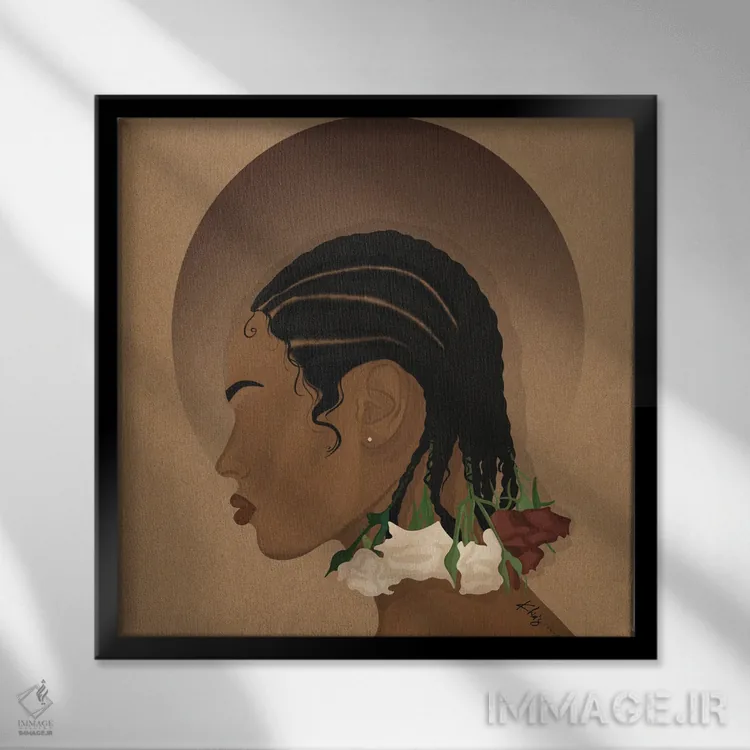 تابلو دکوراتیو کودک گل اثر خیا ای - نمای قابدار مشکی