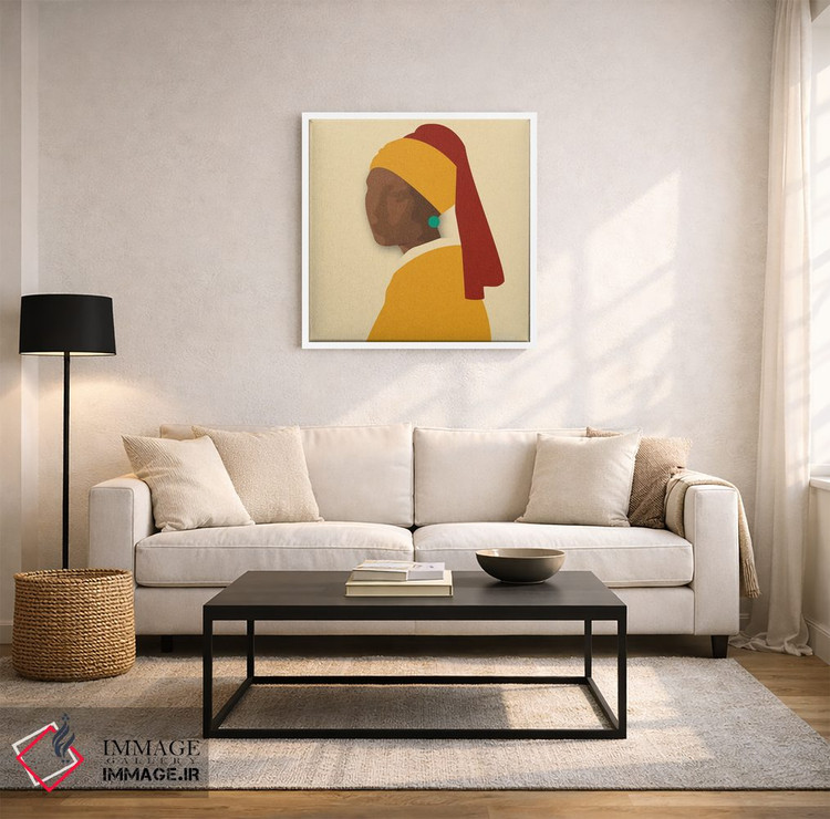تابلو مینیمال دختر با گوشواره فیروزه ای اثر کمو فرانک - D2W