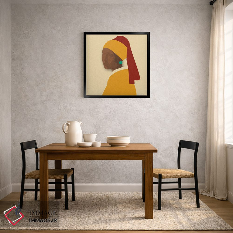 تابلو مینیمال دختر با گوشواره فیروزه ای اثر کمو فرانک - D3B