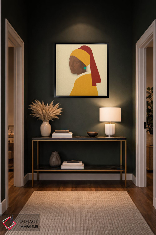 تابلو مینیمال دختر با گوشواره فیروزه ای اثر کمو فرانک - D6B