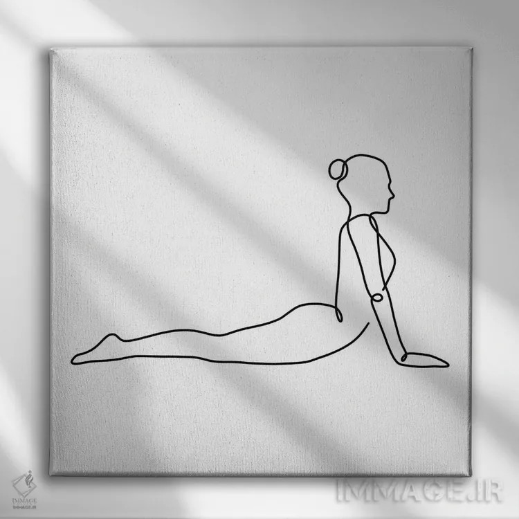 تابلو مینیمال ژست کبری یوگا اثر باور کی - نمای روبهرو روی دیوار