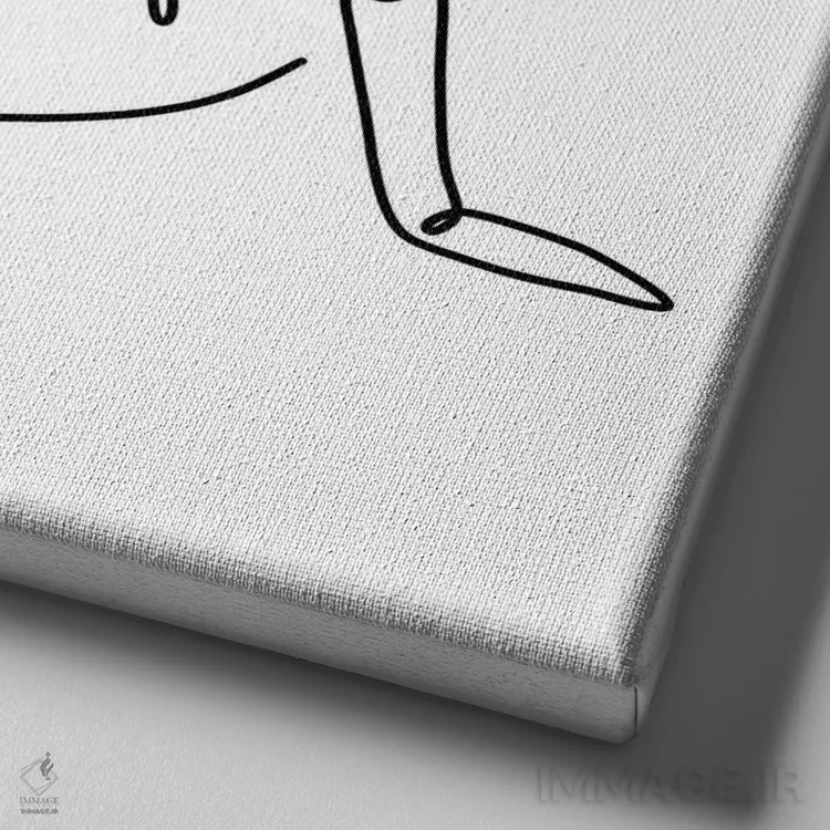 تابلو مینیمال ژست کبری یوگا اثر باور کی - نمای نزدیک بافت بوم