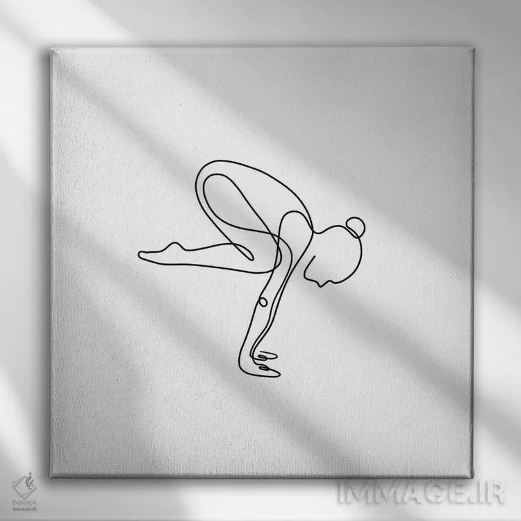 تابلو مینیمال ژست درنا یوگا اثر باور کی - نمای روبهرو روی دیوار