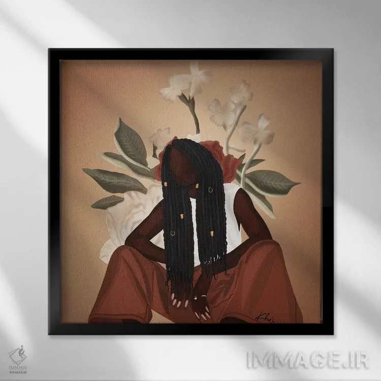 تابلو دکوراتیو روزهای خوب اثر خیا ای - نمای قابدار مشکی