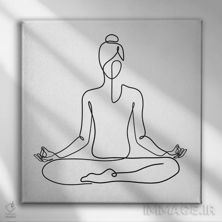 تابلو مینیمال ژست ناماسته یوگا اثر باور کی - نمای روبهرو روی دیوار