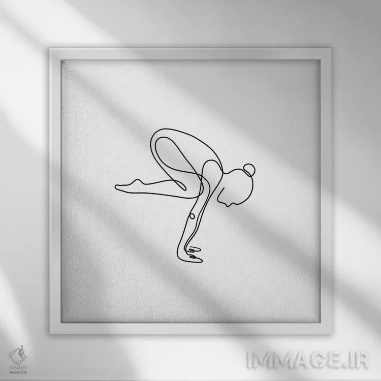 تابلو مینیمال ژست درنا یوگا اثر باور کی - نمای قابدار سفید