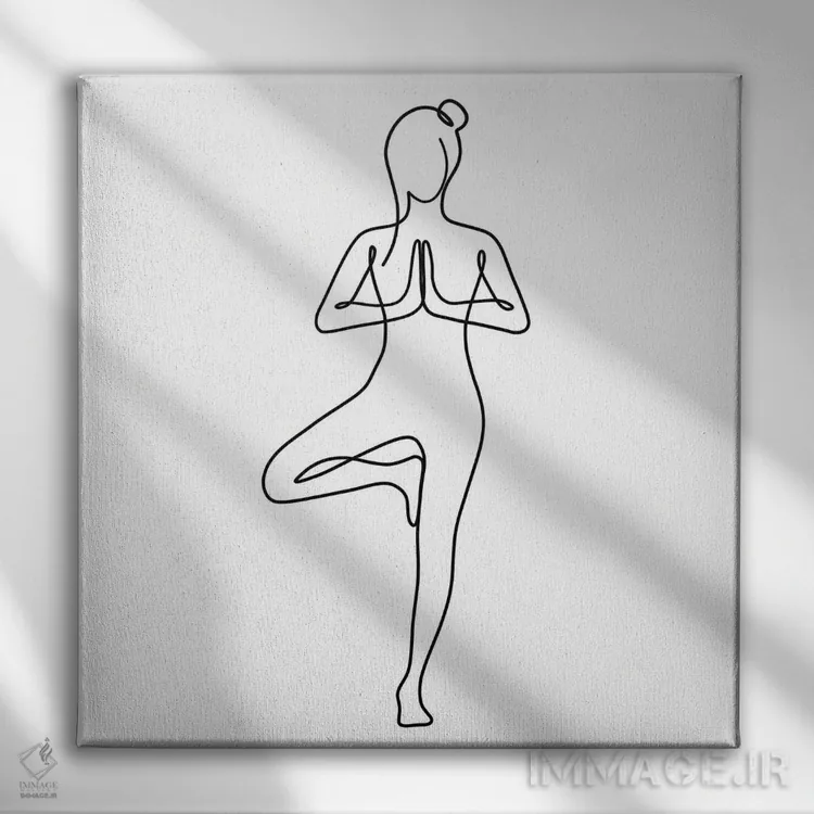 تابلو مینیمال ژست درخت یوگا اثر باور کی - نمای روبهرو روی دیوار